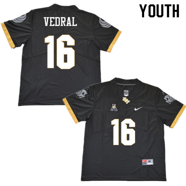Youth #16 Noah Vedral UCF Knights College Football Jerseys Sale-Black
